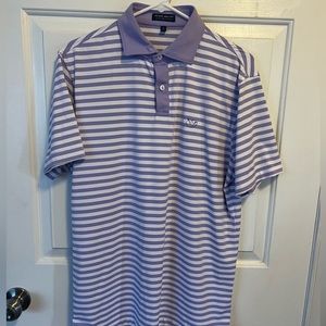 Peter Millar Purple and White Striped Polo Shirt